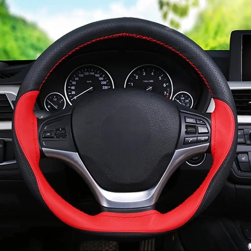Custodia antiscivolo in fibra di pelle fai da te 38cm per coprivolante per auto con aghi e filo accessorio per interni dell'automobile universale