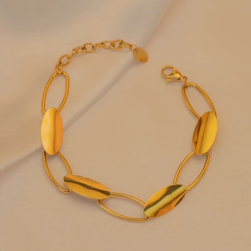 Bracciale a catena in acciaio inossidabile 316L per donna, alla moda, placcato oro 18 carati, impermeabile, idea regalo.