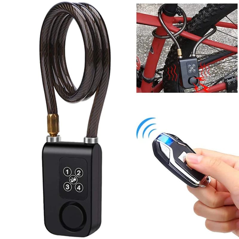 Lucchetto di Sicurezza per Biciclette con Telecomando Wireless, Antifurto con Allarme a Vibrazione, Lucchetto a Catena con Codice per Moto Elettriche e Biciclette