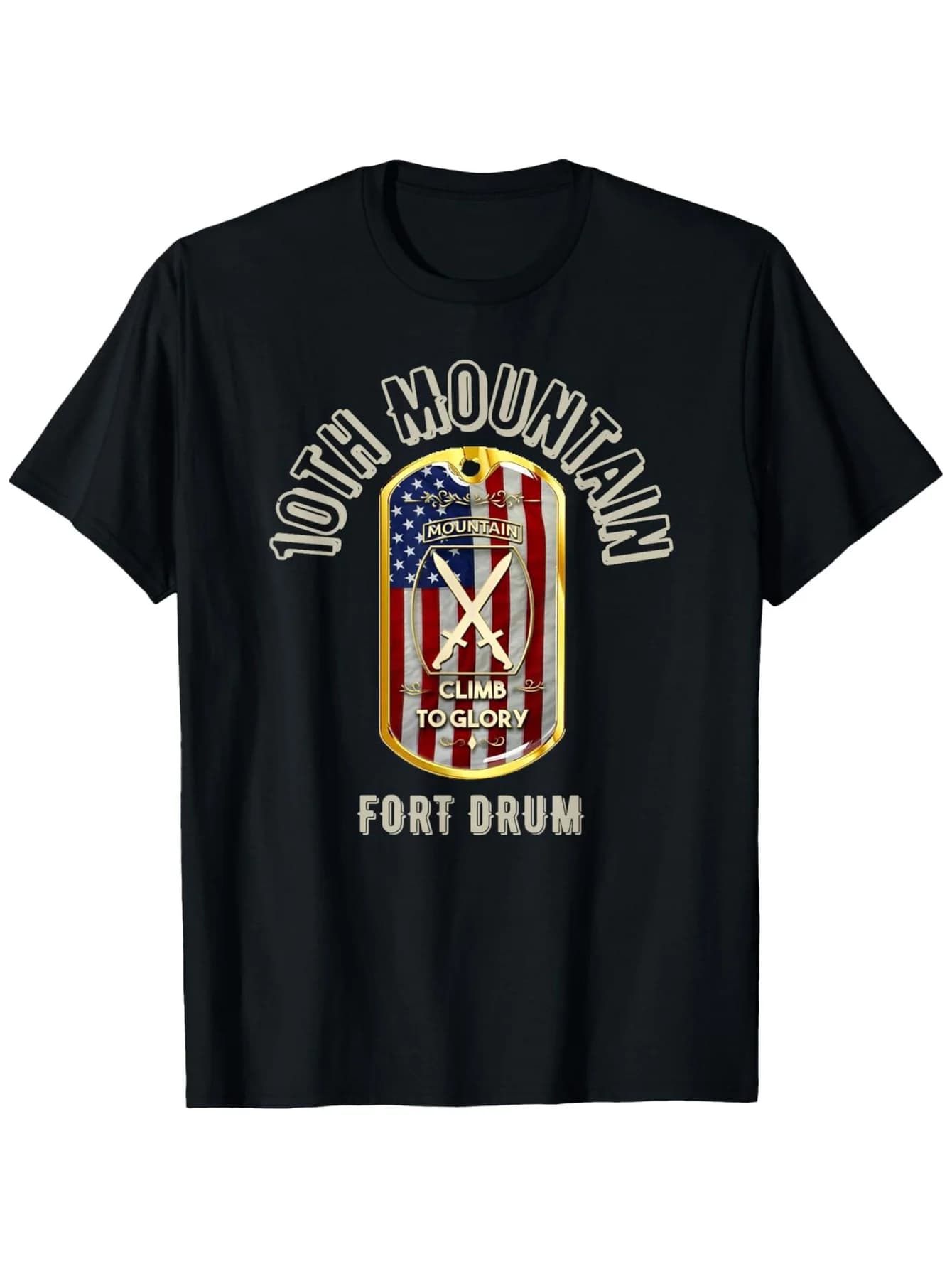 T-shirt della 10a divisione di montagna dell'esercito americano - 100% cotone S-XXXL, maglietta patriottica nera