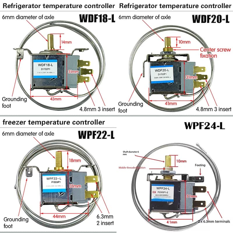 Termostato meccanico generale per frigorifero WDF18-L WDF20-L WPF22-L WPF24-L, interruttore di controllo della temperatura per congelatore