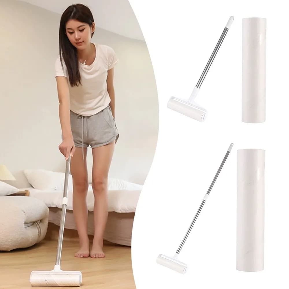 Tearable Long Handle Lint Roller Brush Telescopic 19/24cm Pet Hair Remover Roller Dust Removal Drum For Home Bedroom Car Seats