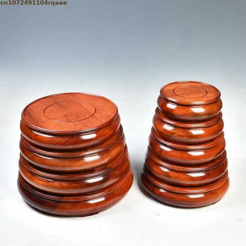 Wooden Round Display Stand Base, Decorative Wood Pedestal for Vase, Statue, Plant Pot Bonsai Fish Tank, Tea Sets Home Decoration