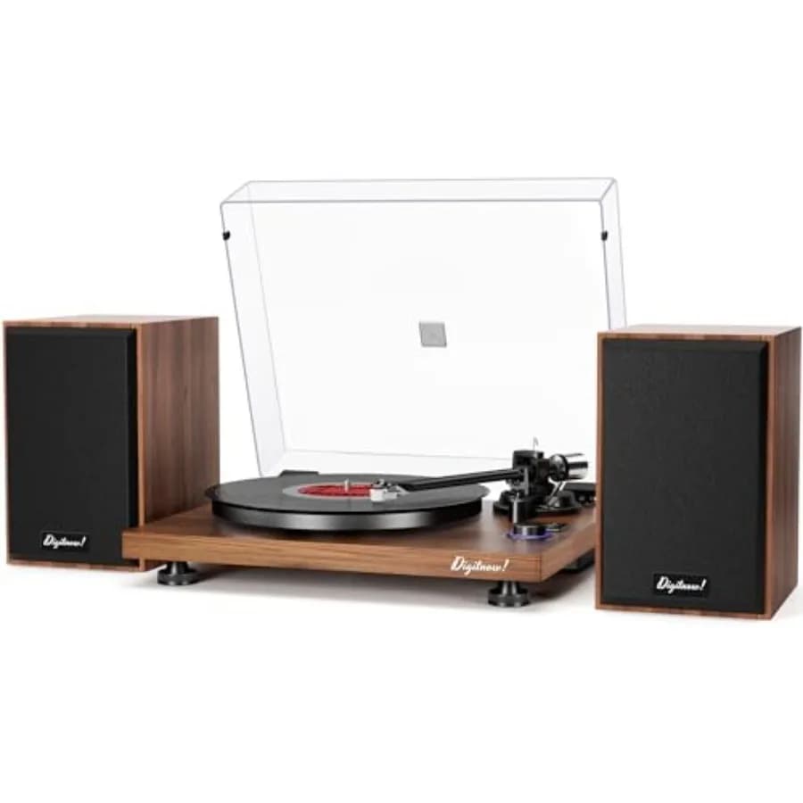 Bluetooth Turntable HiFi System with 36 Watt Bookshelf Speakers, Patend Designed Vinyl Record Player with Magnetic Cartridge, B