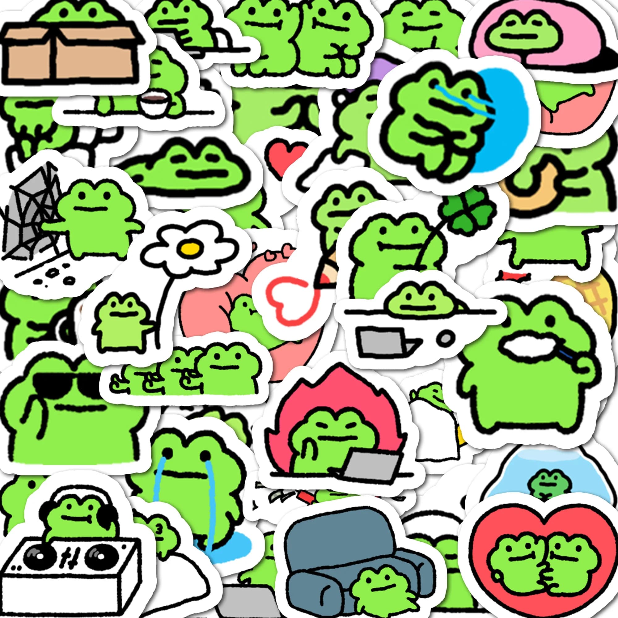 40 pezzi simpatico cartone animato rana verde animali adesivi decalcomanie per laptop frigorifero notebook diario divertente decorazione adesivo giocattoli per bambini