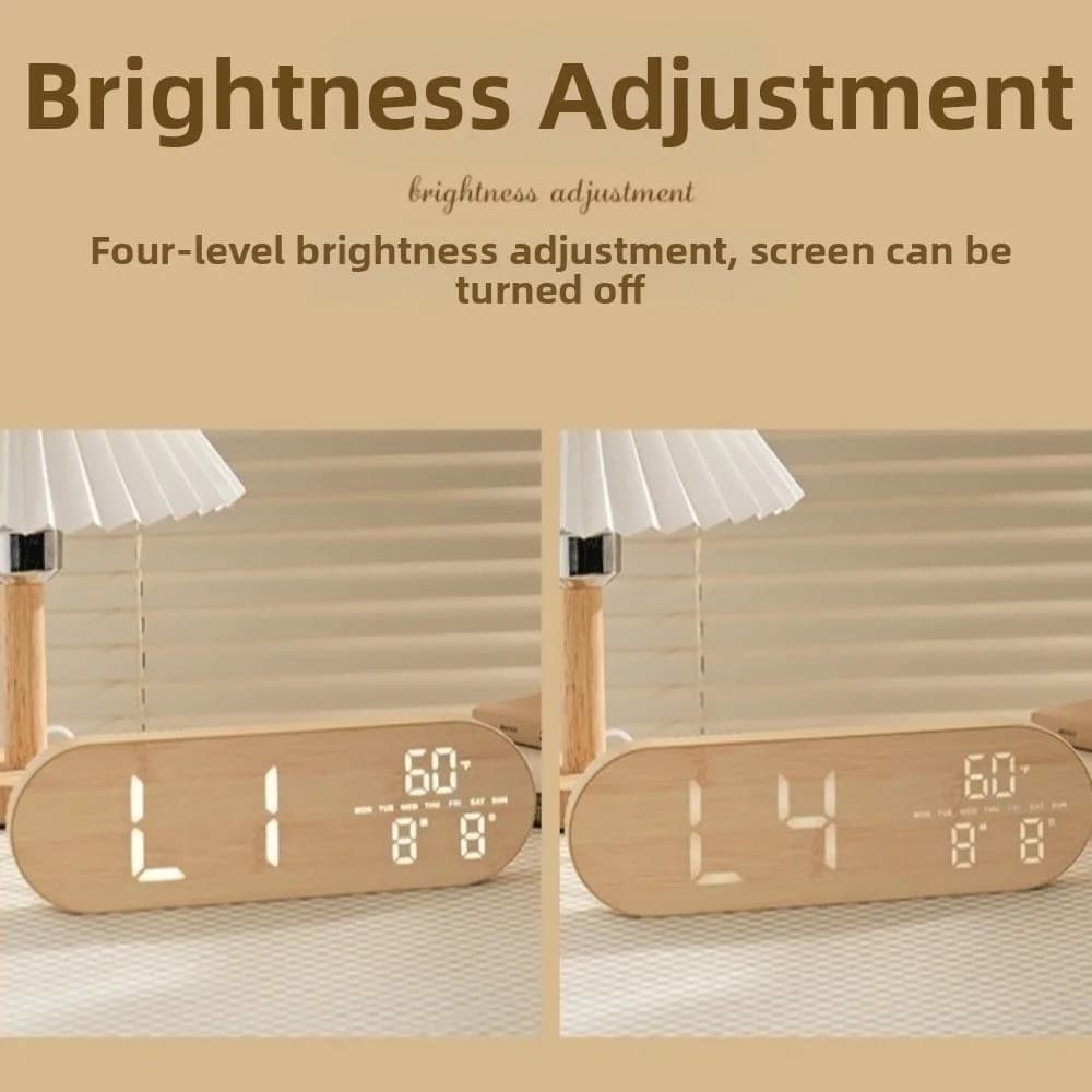 Minimalist Design Digital Wall Clock Silent Operation Lightweight Construction Alarm Clock Nordic Style Temperature Date Display
