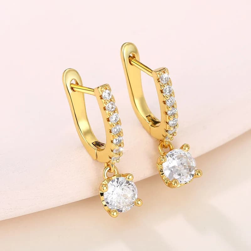 Huitan Classic Design Earrings for Women Full with Round Cubic Zirconia Exquisite Ear Earrings Versatile Timeless Jewelry