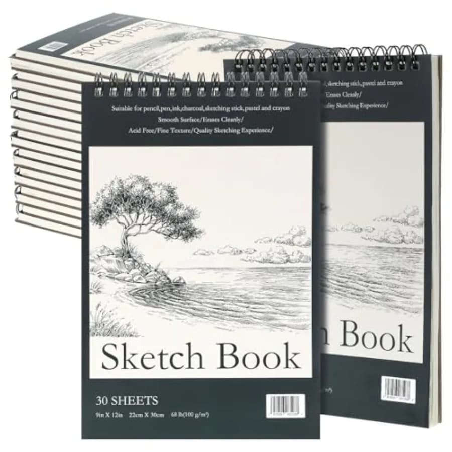 20 Pack 9 x 12 Inch Sketch Book Top Spiral Bound Sketchbook 30 Sheet Sketch Pad Bulk 68 Lb/100 GSM Drawing Paper Pad Art Sketch