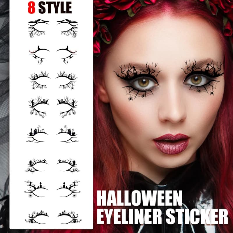 Nero Halloween Bat Spider Horror Moda Decorazione per feste Adesivi per occhi Ombretto Eyeliner Adesivi