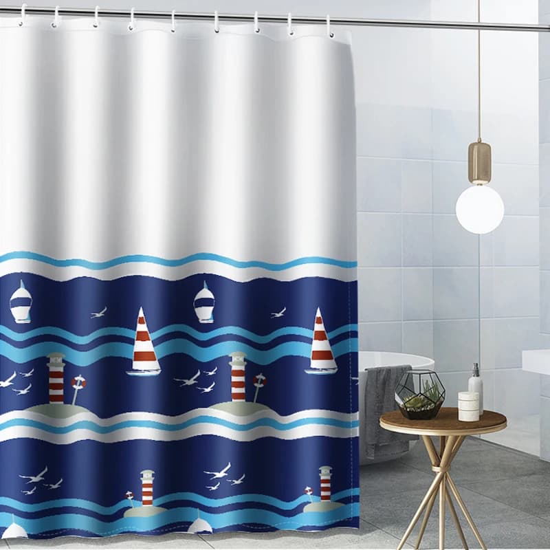 Tenda da Bagno Blu Navy Impermeabile Decorativa per Doccia, Tenda da Parete per Bagno in Poliestere