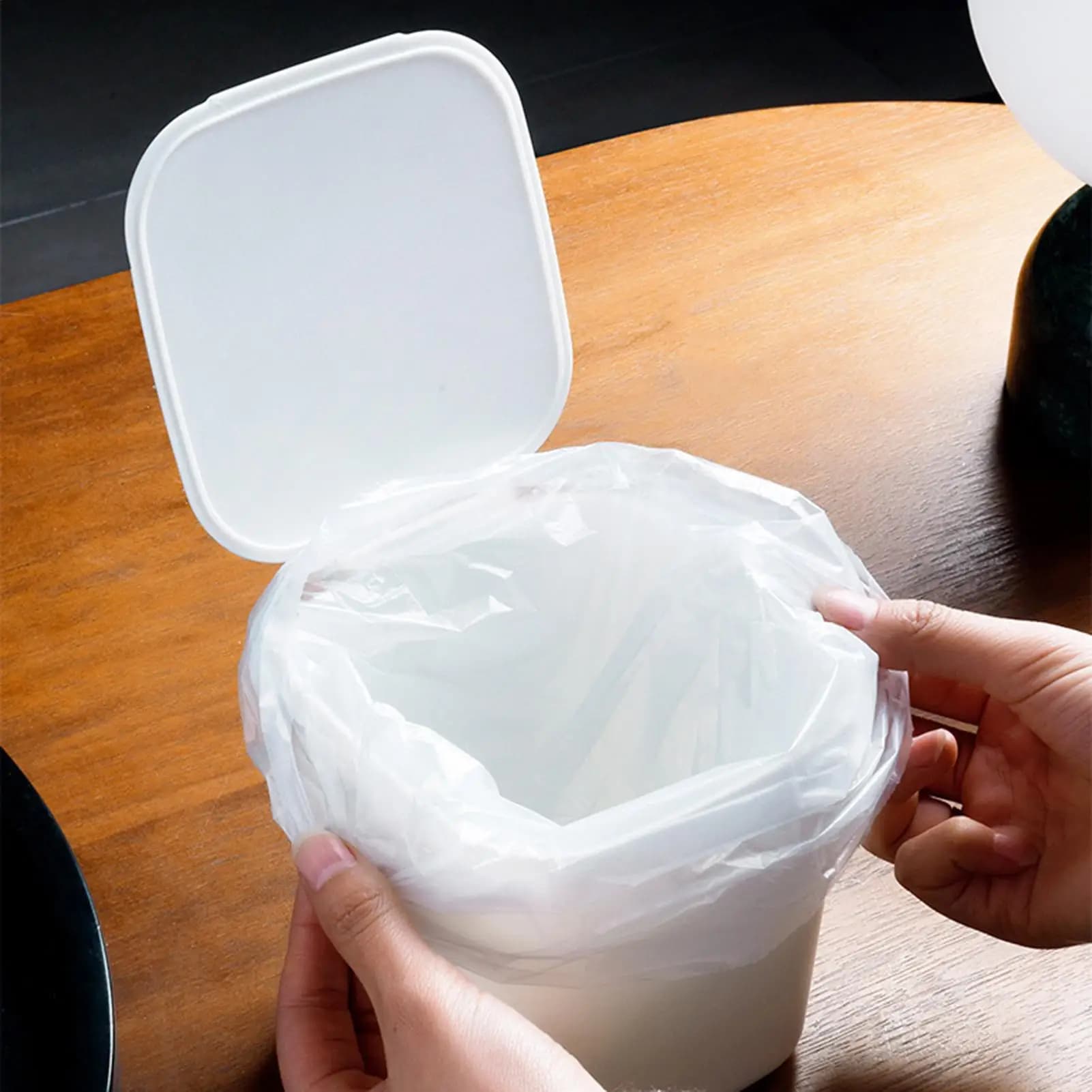 Mini Desktop Bin Small Trash Can Tube With Cover Bedroom Trash Can Garbage Can Clean Office Storage Box Home Desk Trash Can