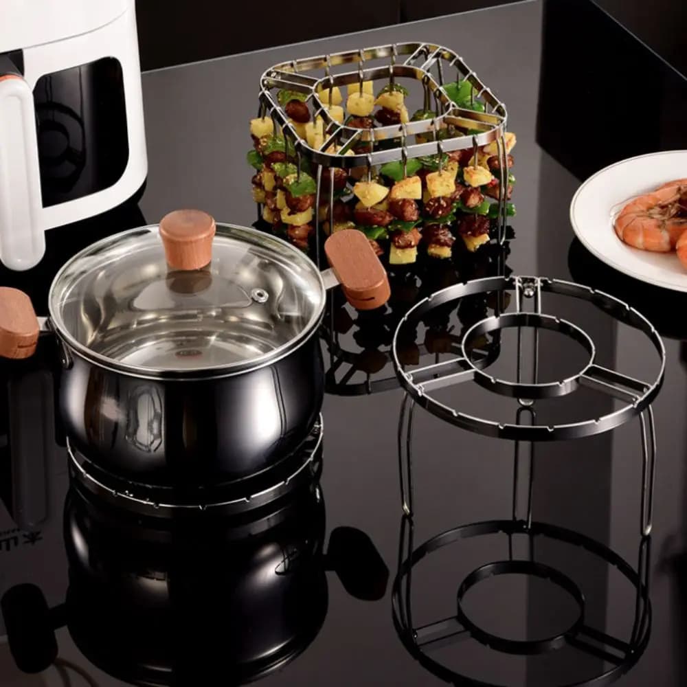 Stainless Steel Folding Grid 304 for Air Fryer, Vertical Support for 24/28 Spiedini, Square/Round