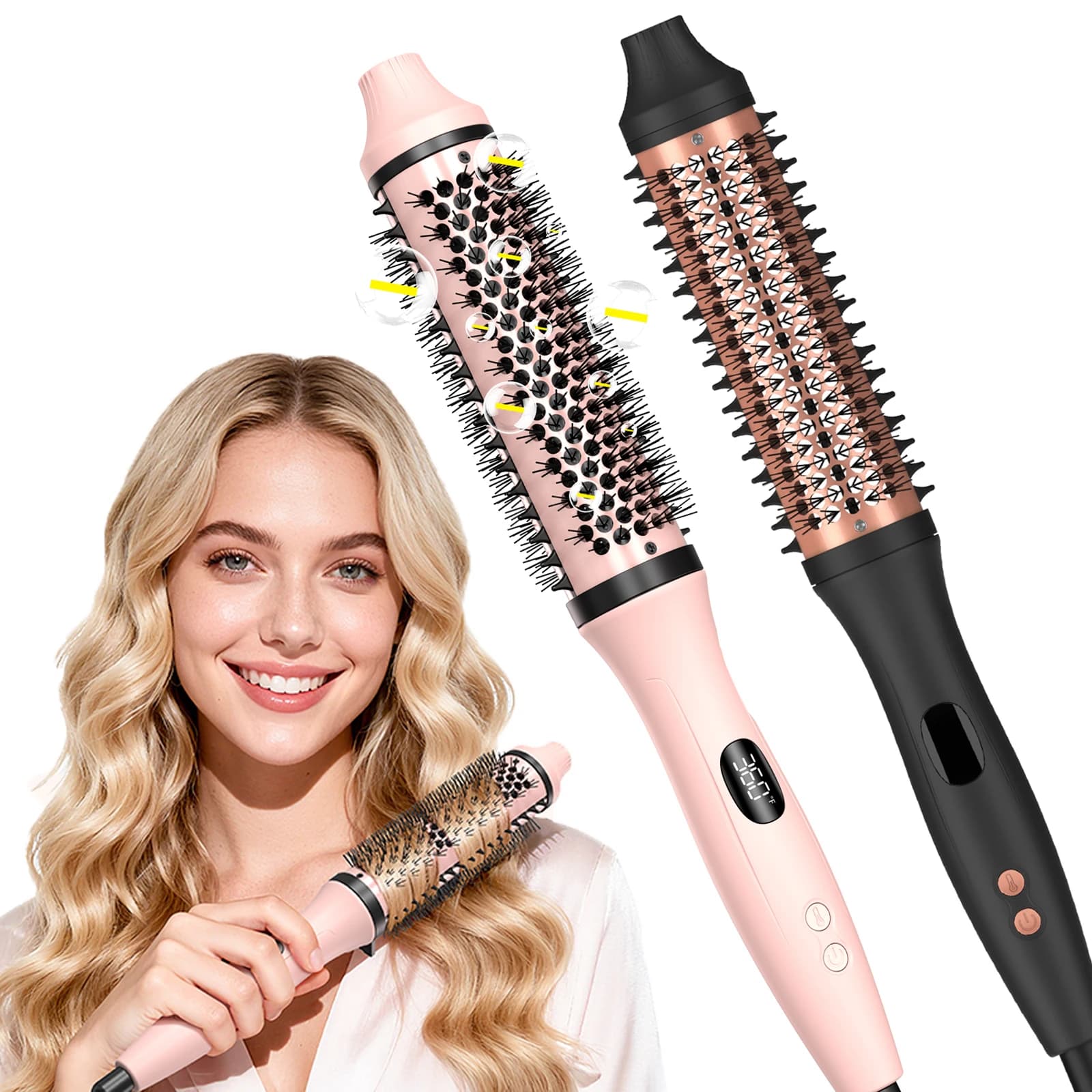 Spazzola Termica Anti-scottatura per Arricciare e Lisciare i Capelli, Ferro Arricciacapelli in Ceramica, Styler Volumizzante 100-220V