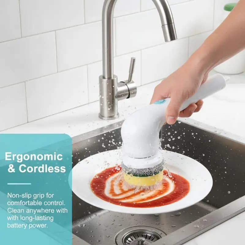 Multifunctional Electric Brush Set for Cleaning Kitchen Appliances, Worktops and Tiles, Manual Brush Set