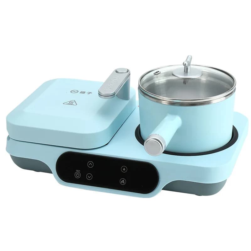 3-in-1 Multi-Functional Breakfast Machine Coffee Maker Toaster Frying Pan Stainless Steel Housing Digital Control Household