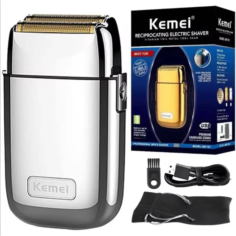 Kemei Tx1 Barbiere Double Rolled Metal Razor Super Closed Electric Shaving Machine Rechargeable for Men Wireless Barbary Trimmer