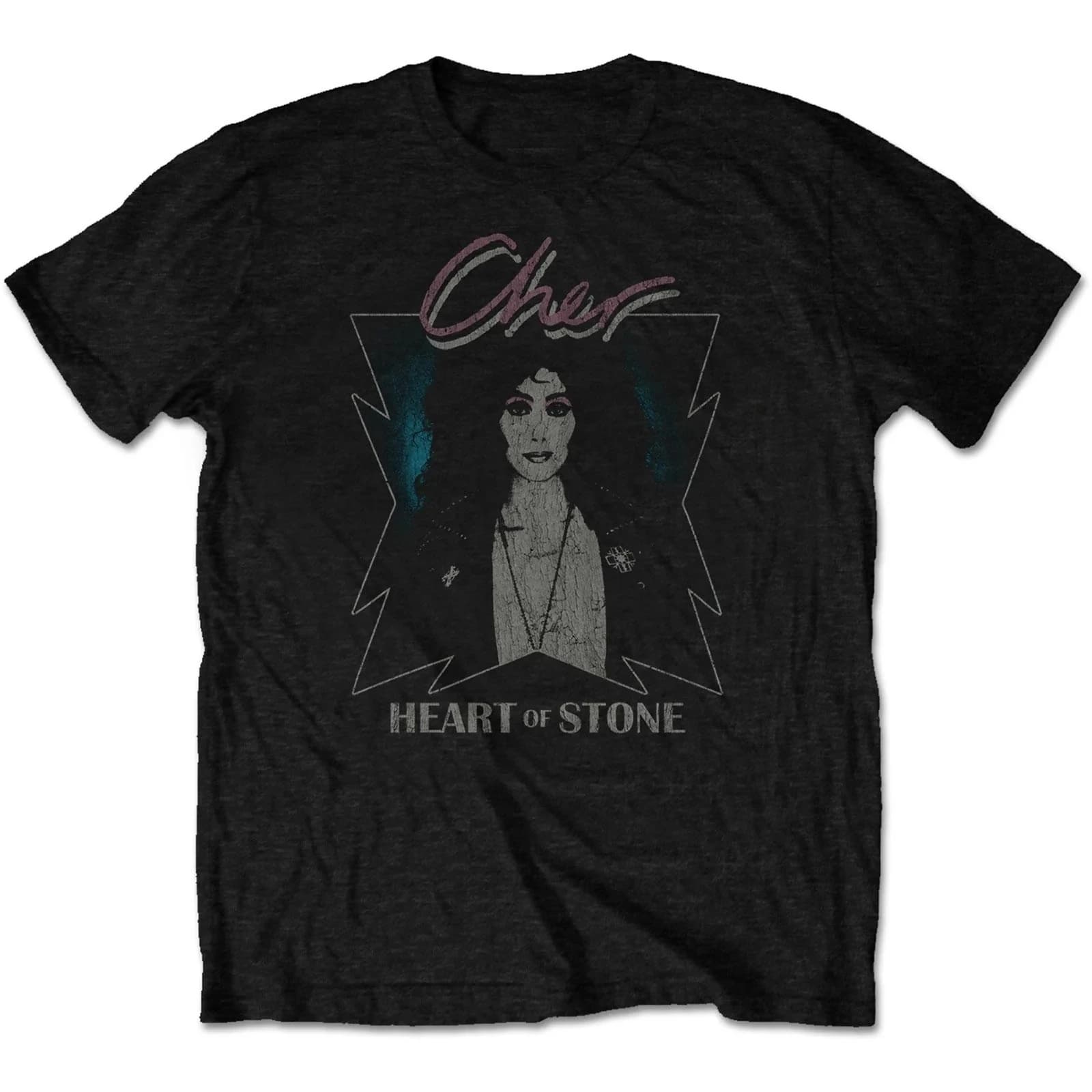 T-shirt in cotone con stampa del ritratto di Cher Heart of Stone, maglietta classica a maniche corte unisex per artisti pop rock