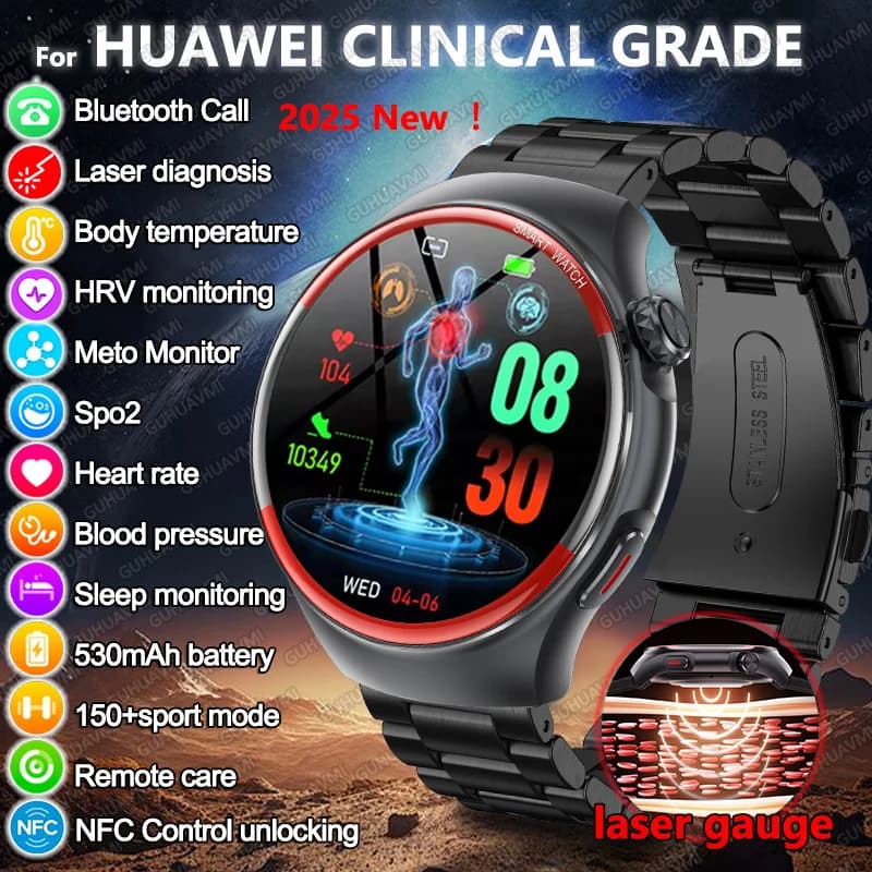 2025 New Nursery Health Laser Blood Pressure Care Smart Watch Man Heart rate Low Sleep Call Bluetooth Body Monitor Smartwatch
