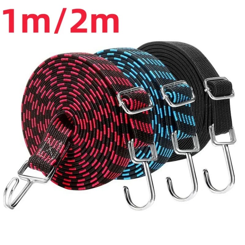1/2M Adjustable Rubber Rope Belt Hook, Heavy-duty Elastic Long Bungee Jumping Belt, Anti-rust Metal Buckle outdoors Luggage Rope