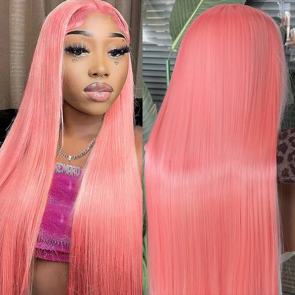 Parrucca rosa Parrucche diritte per capelli umani 30 Parrucche anteriori in pizzo da 32 pollici 13X6 Parrucche frontali in pizzo HD Parrucche brasiliane colorate Originali per le donne