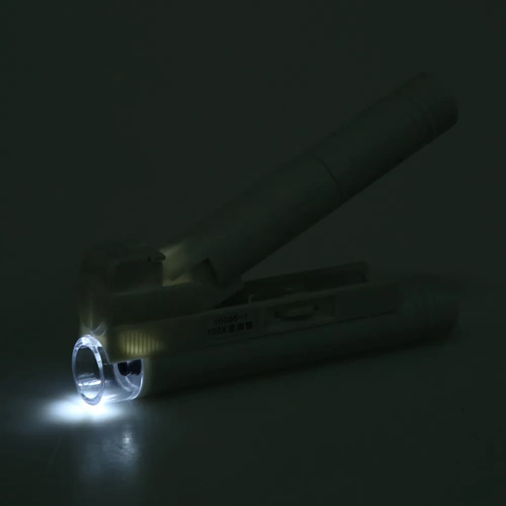 Lente d'ingrandimento per gioielli con zoom 100X Lente d'ingrandimento per microscopio con design pieghevole a luce LED Lente d'ingrandimento potente Telecamera HD
