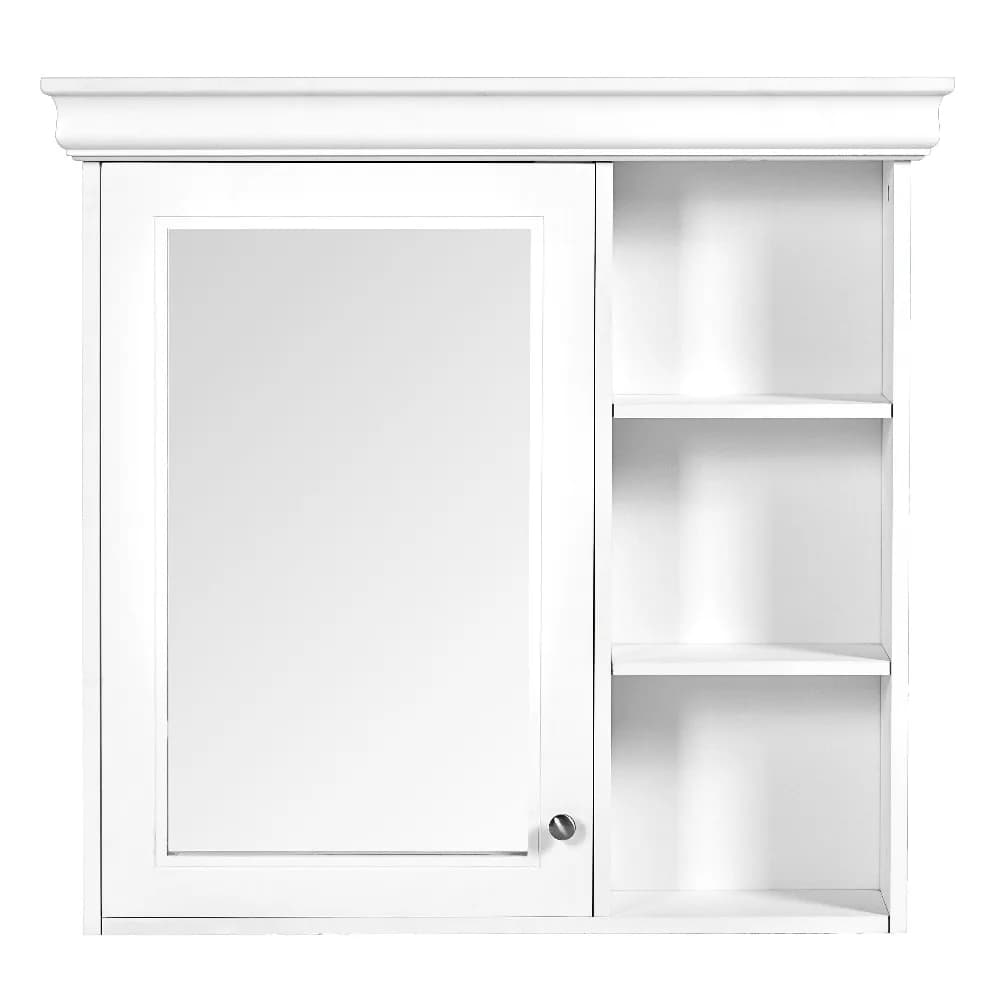 30'' x 28'' Bathroom Medicine Cabinet with Mirror, Wall Mounted Mirror Cabinet with Storage Organizer, Over the Toilet Storage White Storage Cabinet for Bathroom