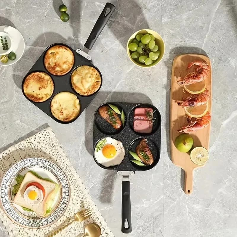 1 pcs Anti-adhesive Four-Fores Paddle in Medical Stone for Omelette, Eggs, Dumpling, Breakfast, Eggs and Burgers, with Flat Bottom, for Home Use