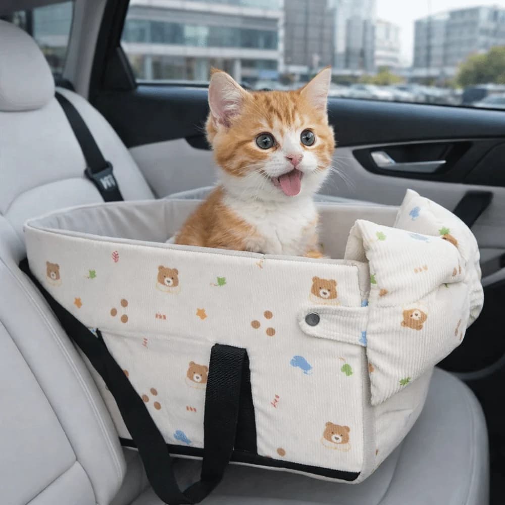 Seggiolino Auto per Cani con Motivo Cartone Animato, Comodo e Capiente, con Cintura di Sicurezza, Cuscino per Auto per Animali Domestici