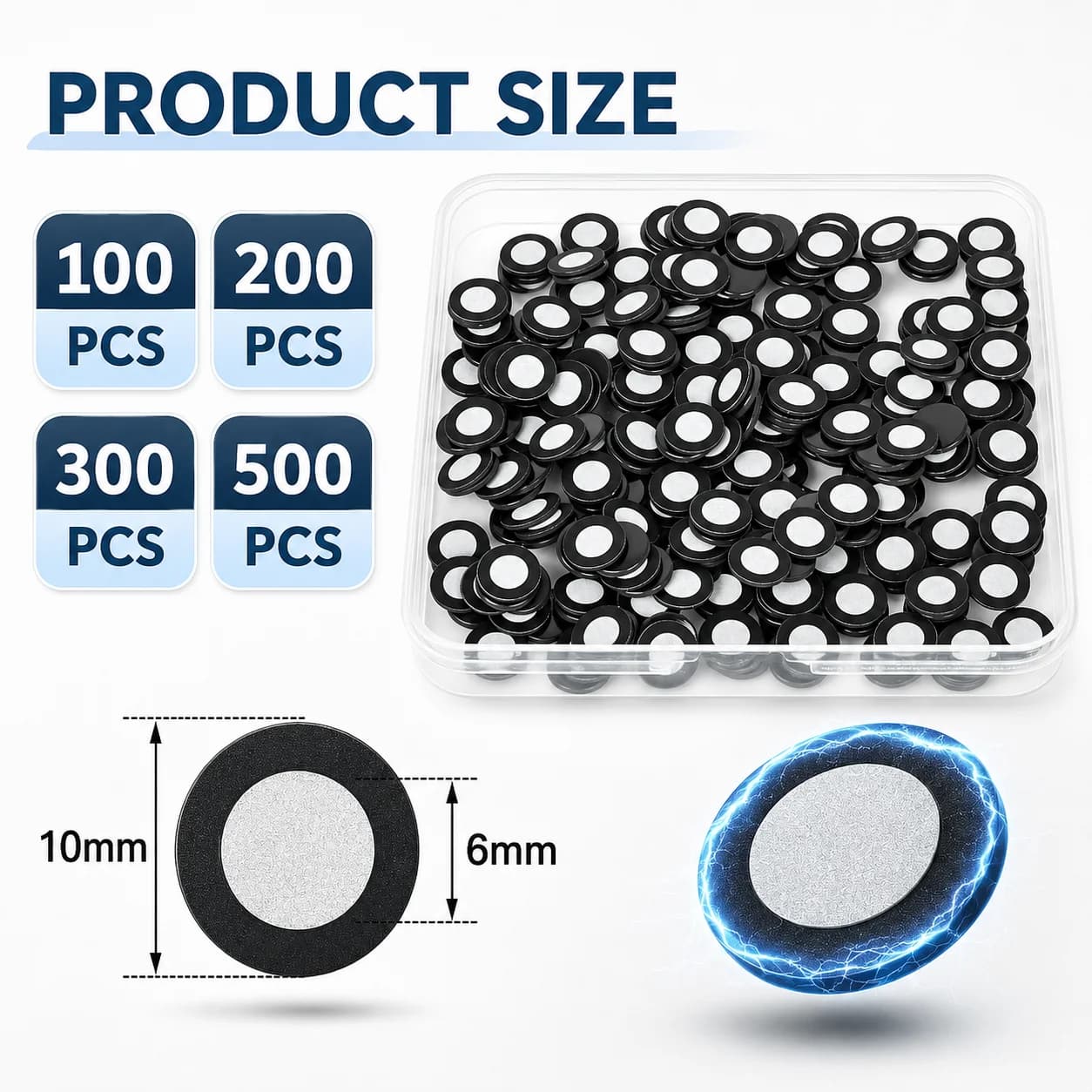 100-500 Pcs 3D Scanner Markers, 3D Magnetic Tracking Dot for Scanning, Diffuse Reflective Positioning Targets 6.0 Mm Outer 10 Mm