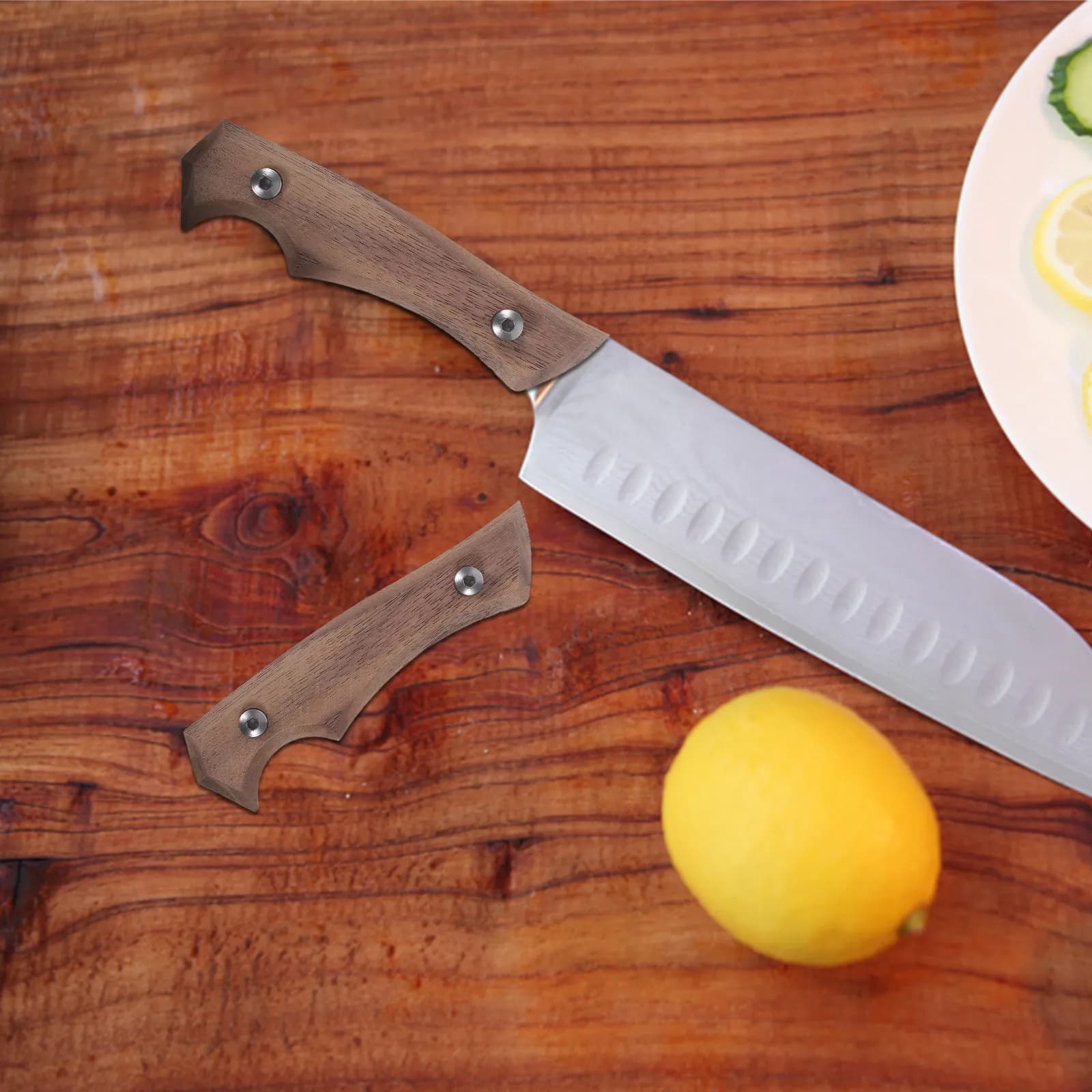 Premium Wood Spare Parts for Kitchen Knives, Robusta Handle in beech wood, Ergonomic Design Anti-slip for Long Life