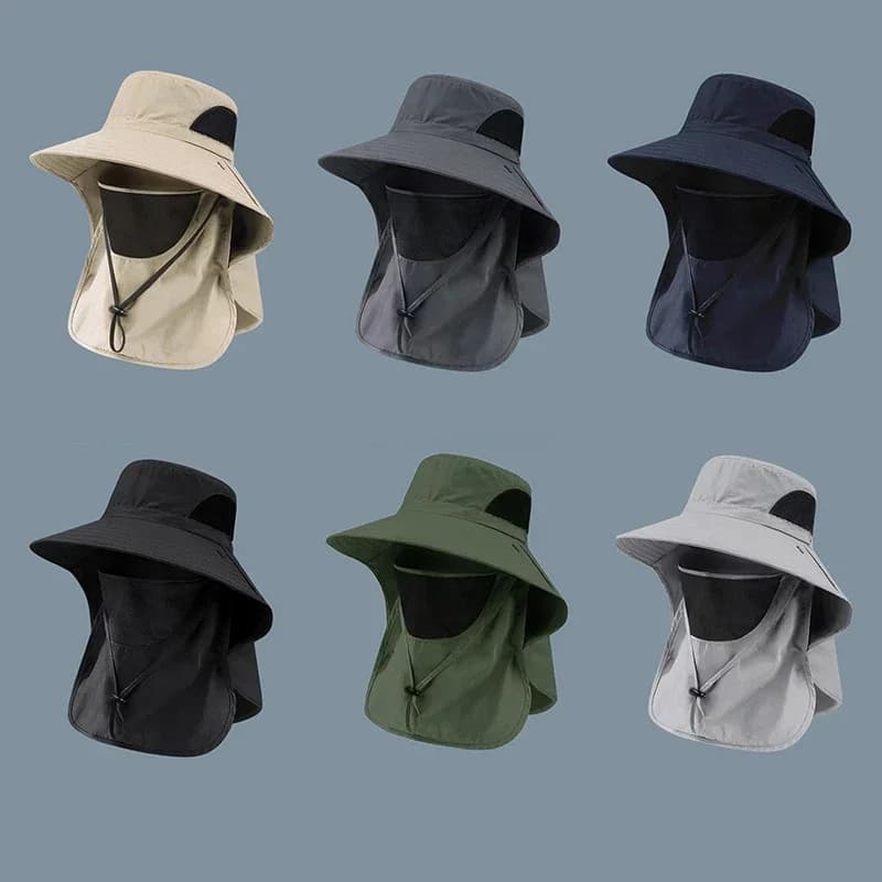 Cappello Estivo Protettivo dal Sole, Cappello da Pesca con Protezione UV per Donne, Visiera per Escursionismo e Campeggio con Copricollo