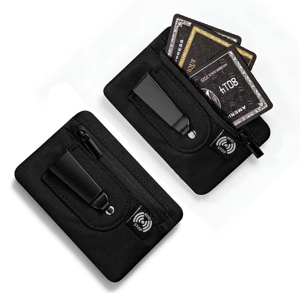 RFID Blocking Travel Security Money Belt, Hidden Clip Stash Waist Pack, Mini Secret Pocket Card Holder Purse for Men Women