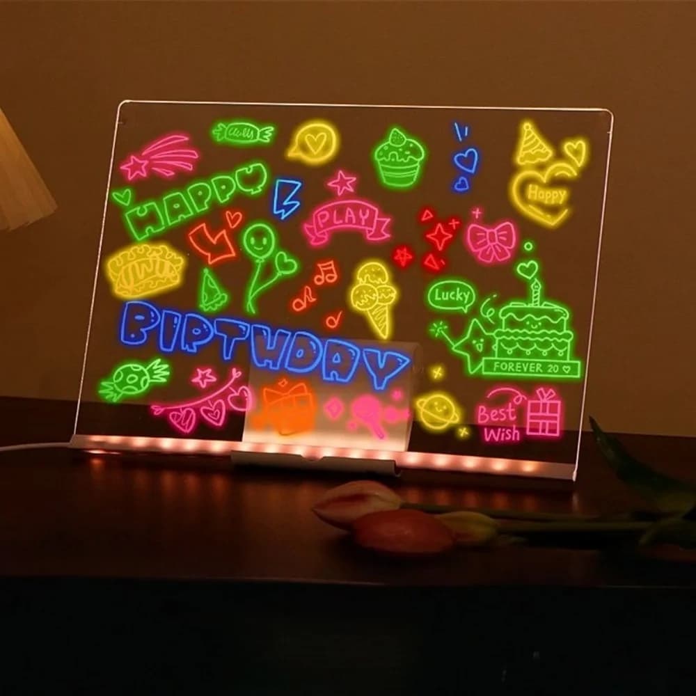 Tavola da Disegno Luminosa per Bambini: Tablet LCD Riutilizzabile, Blocco per Schizzi Luminoso Cancellabile per Bambini dai 3 ai 6 Anni+ | Giocattolo Educativo Divertente con Lavagna Menu