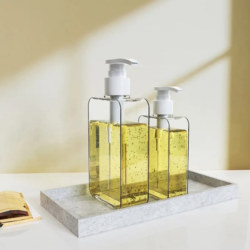 Dispenser di sapone quadrato trasparente, bottiglia di lozione da appoggio con pompa Dispenser di sapone liquido per lozione da bagno ricaricabile Emp