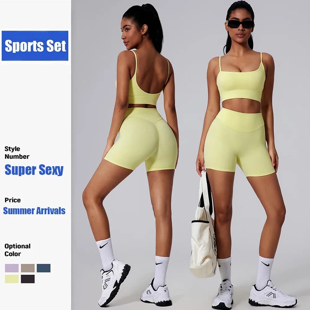 Completo Yoga Giallo Cloud Hide per Donna, Set Fitness, Tuta Sportiva, Top Reggiseno e Pantaloni XL, Abbigliamento per Allenamento, Pilates e Corsa
