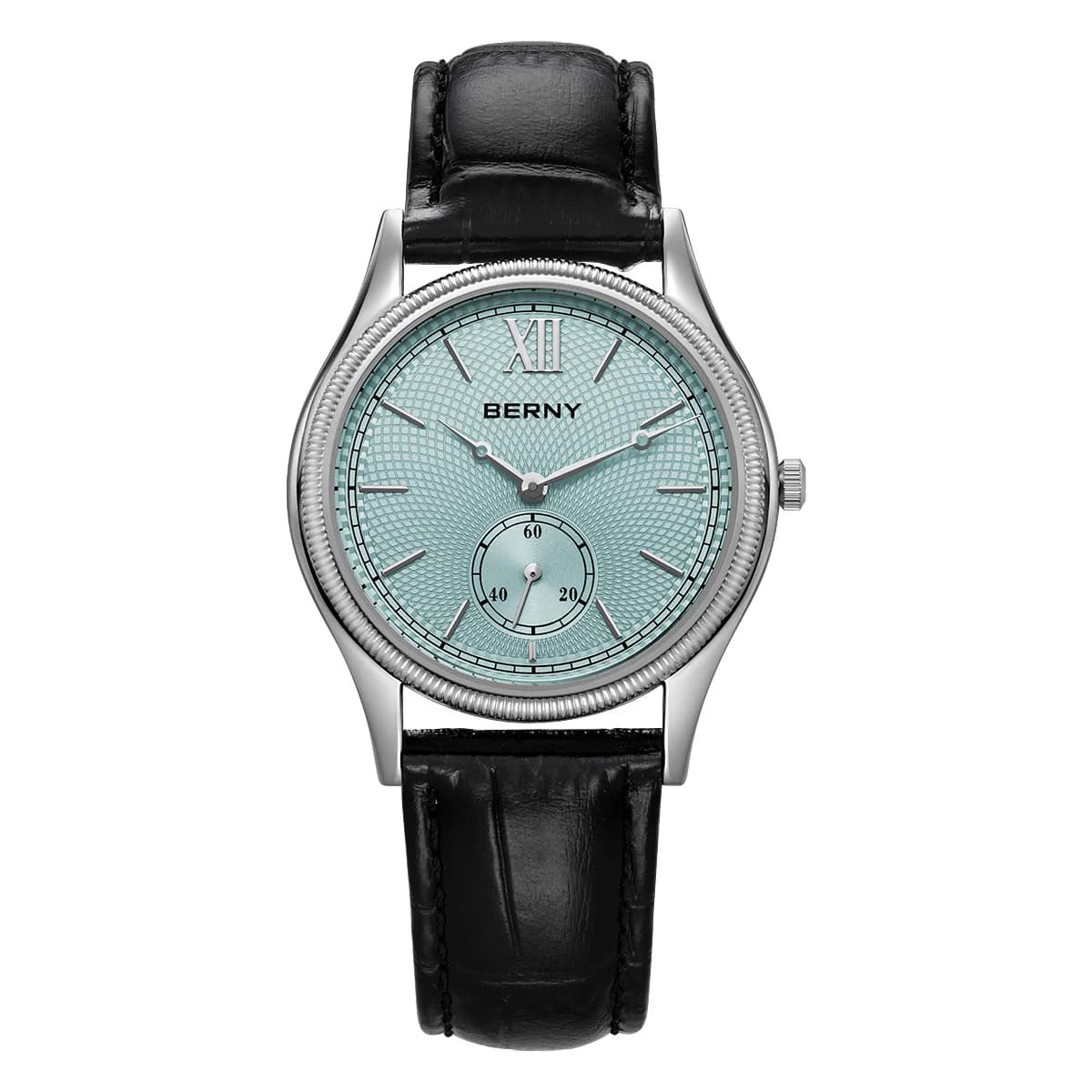 BERNY Men's wristwatch classic and elegant ultra-thin luxury wristwatch with fashionable leather strap