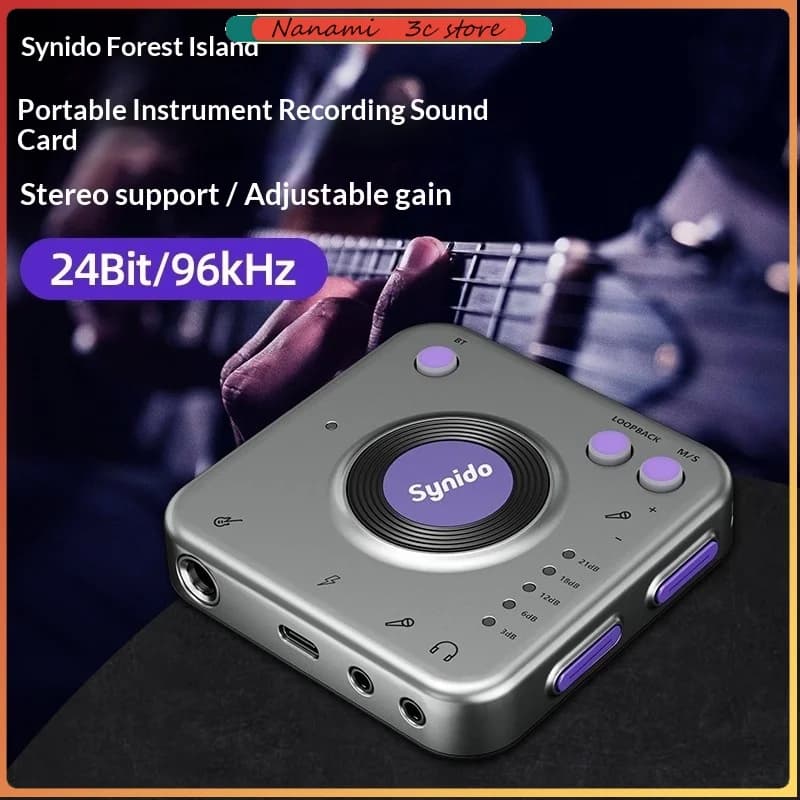 Synido Live Dock A20 USB-C External Audio Card for Music Recording, Portable Audio Interface for iPhone, Android Phones and Computers