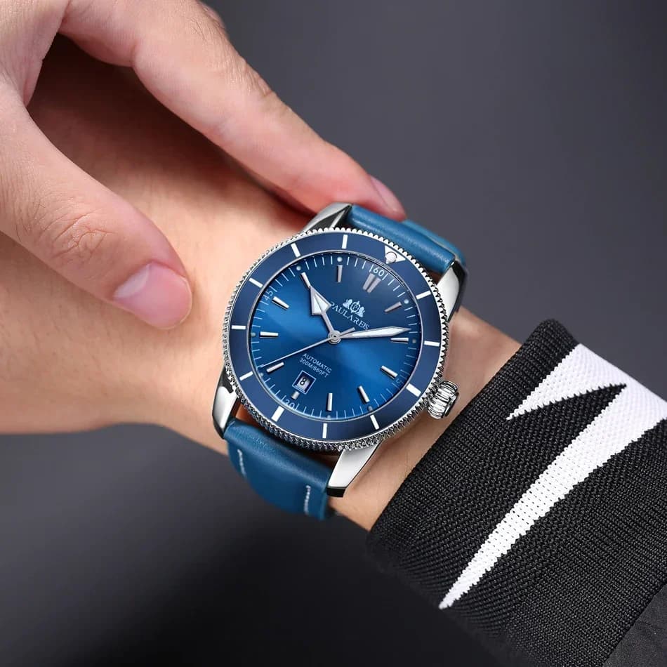 Men's Automatic Watch Automatic Charge Mechanical Network Stainless Steel Blue Leather Super Luxury Heritage Big Face 46mm Ocean Watches