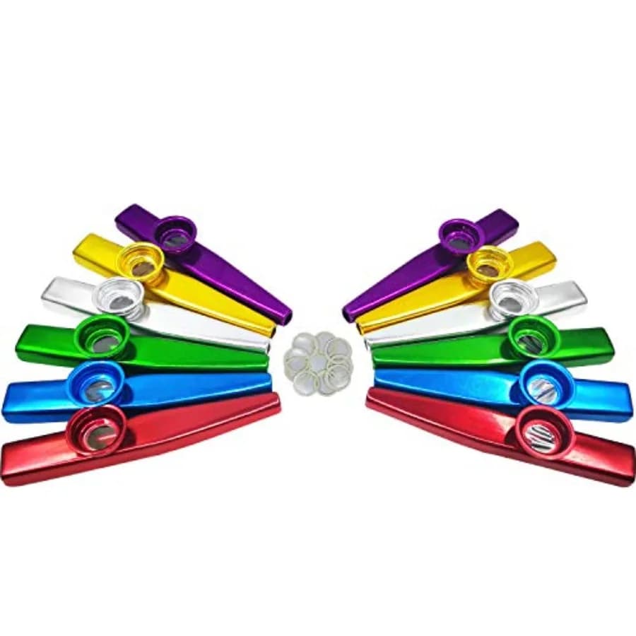 12 kazoo in metallo con 20 diaframmi per flauto kazoo, ottimo regalo, un buon compagno per ukulele, violino, chitarra, tastiera di pianoforte