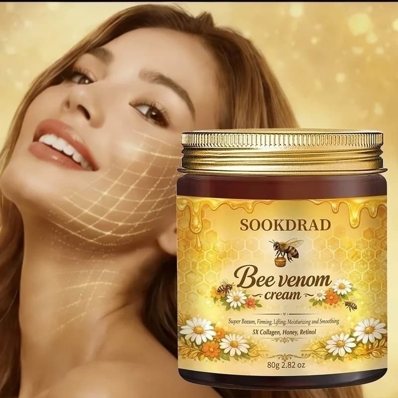 Crema al Veleno d'Api, 5X Collagene, Miele, Retinolo, Idratante e Rassodante, Levigante, Cura Quotidiana, Viso/Collo/Corpo, Per Tutti i Tipi di Pelle, 80g/2.82oz, Uomo e Donna