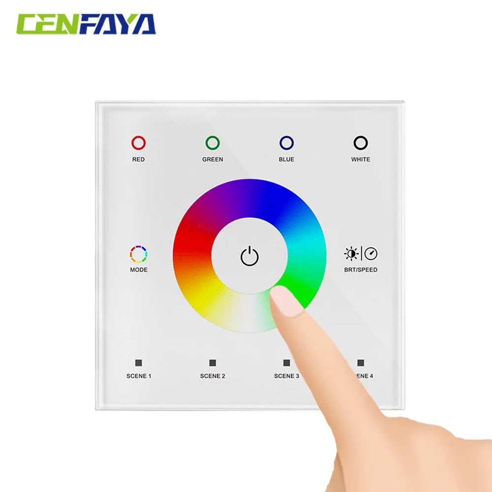2.4G Glass Touch Panel LED Controller 12V 24V EU Wall Mounted Dimmable for 5050 2835 Single Color CCT WWCW RGB RGBW Strip Light
