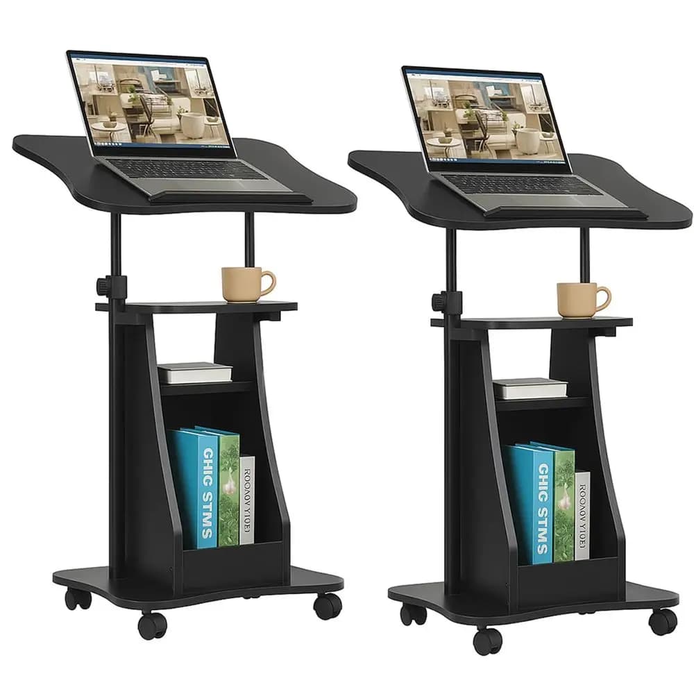 Podio Mobile, Supporto per Podio Regolabile in Altezza, Scrivania SittoStand, Scrivania per Laptop con Carrello e Piano Girevole Movab
