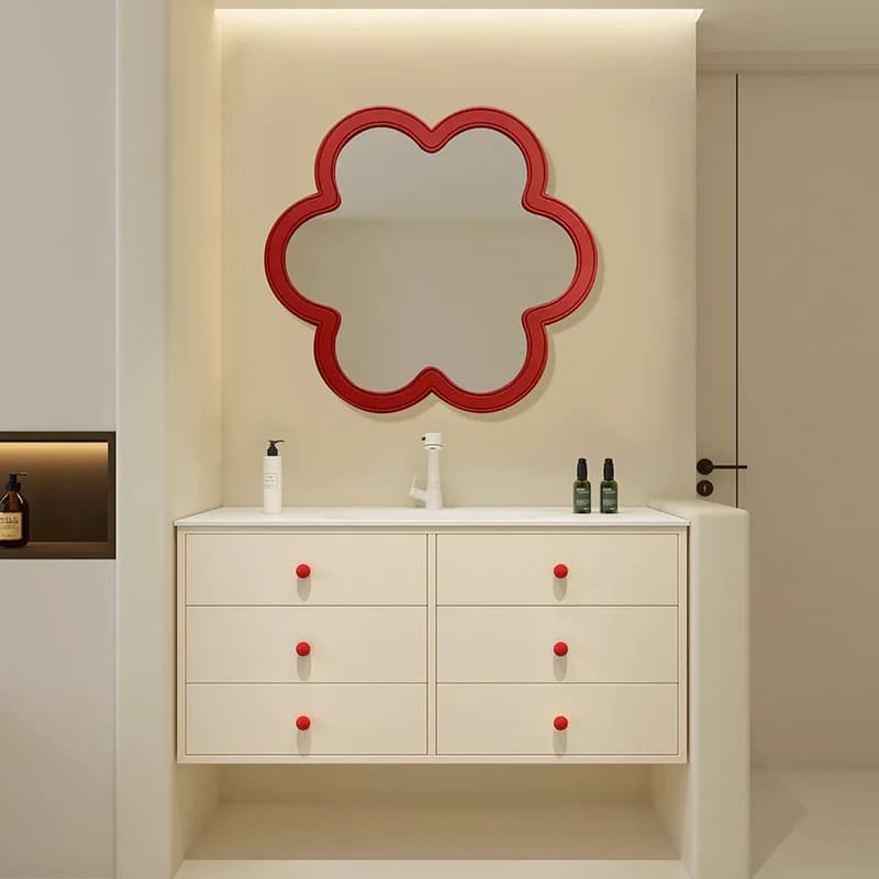 Bathroom cabinet combination ceramic integrated basin oak paint cloud mirror bathroom washstand