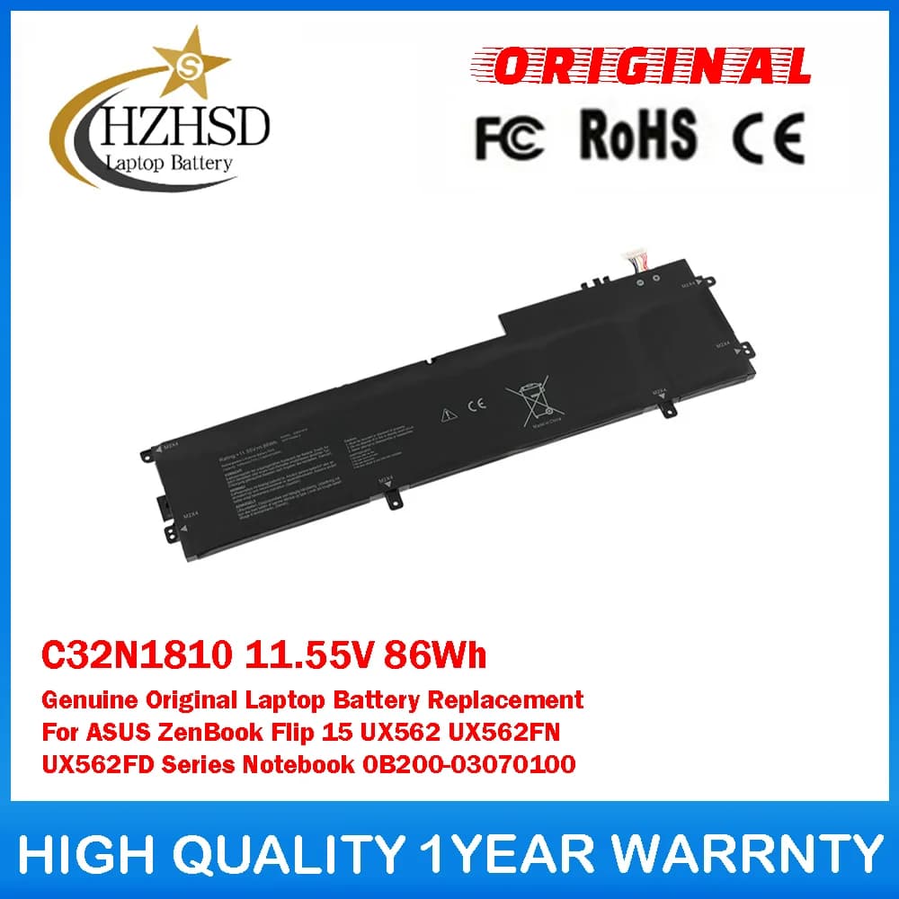 C32N1810 11.55V 86Wh Batteria di ricambio originale per laptop ASUS ZenBook Flip 15 UX562 UX562FN UX562FD Series Notebook