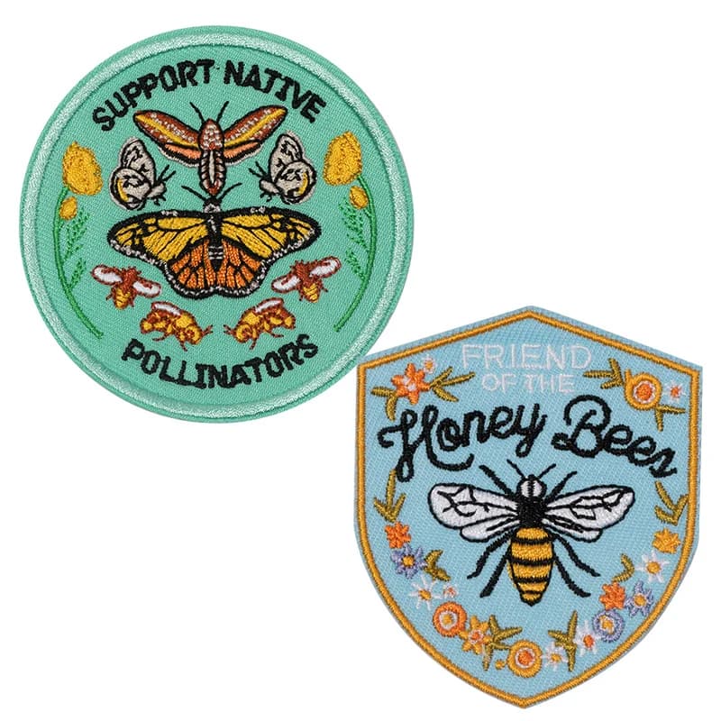 Set da 2 pezzi di toppe ricamate per insetti pollinanti e api, arte ricamata ispirata alla natura, toppe ricamate per gli appassionati di insetti, toppe ricamate per gli appassionati di natura e dell'ambiente, termoadesive/cucire, adatte per giacche, borse, cappelli, cappelli