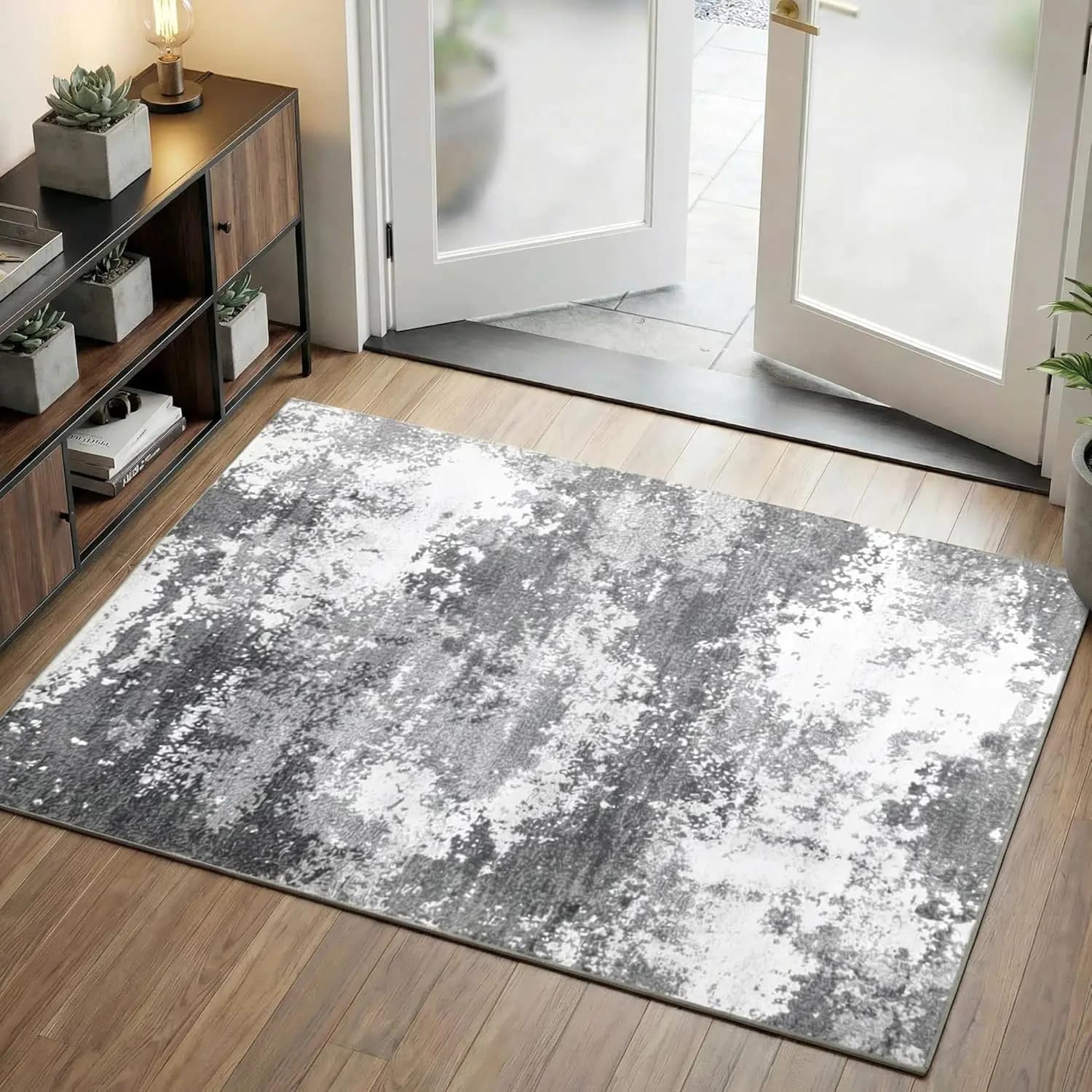 Tappeto d'ingresso 3x5 grigio, zerbino per interni 36x60, piccoli tappeti lavabili per cucina, ingresso, porta d'ingresso, camera da letto