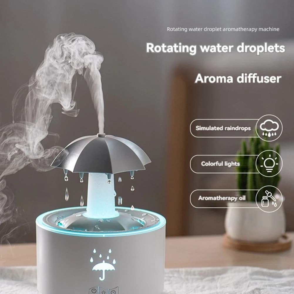 Umidificatore Raindrop per camera da letto, umidificatori per ambienti di grandi dimensioni e diffusore per aromaterapia, umidificatore silenzioso con luce-AT30