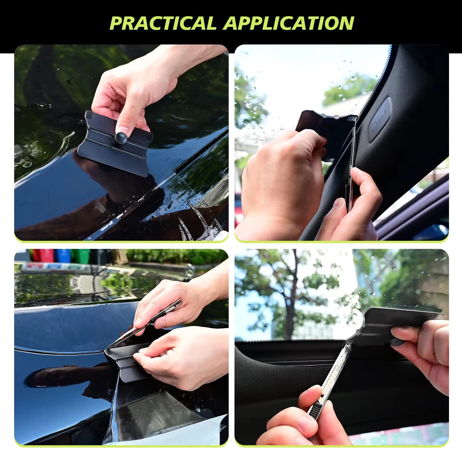 EHDIS 2pcs Vinyl Film Squeegee Tool Plastic Scraper Cutter Window Tinting Vinyl Spatula Car Stickers Wrap Tool