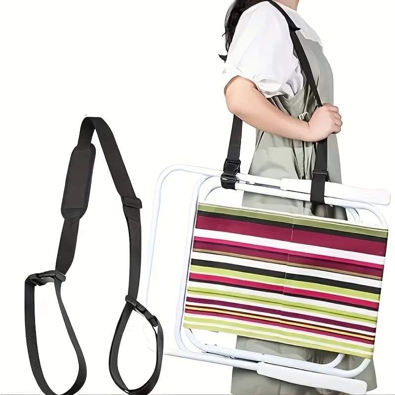 1 Pc Adjustable-Length Shoulder Strap with Non-Slip Pad, Fit for Beach Chairs, Scooters, Balance Bikes, Yoga Mats