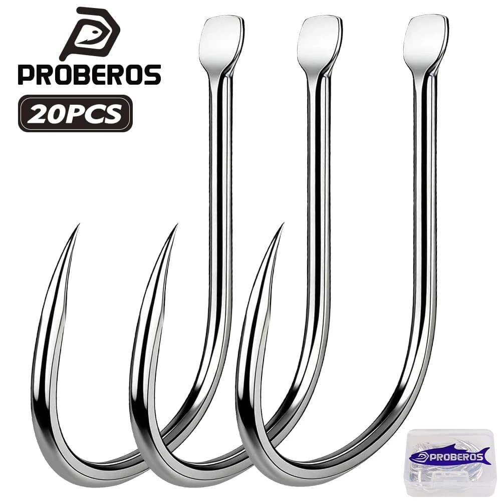 Proberos 20PCS/BOX Ami da Pesca Curvi in Acciaio ad Alto Tenore di Carbonio, Set di Ami Circolari per la Pesca, Accessori e Attrezzatura